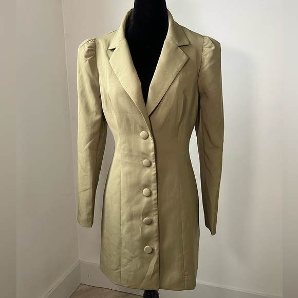 Blazer dress. Worn once. Olive green in color. Size small. - Picture 2 of 3